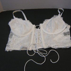 New Lace Up Front Crop Cami Bra Top M